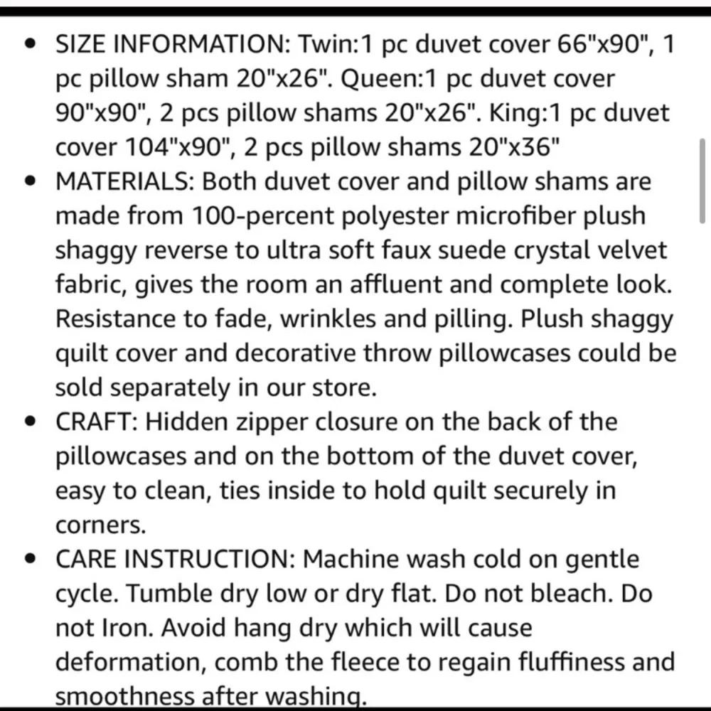 🎀Gray Velvet Faux Fur Duvet Cover Zipper New🎀
